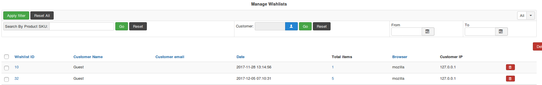 Manage wishlists on the go