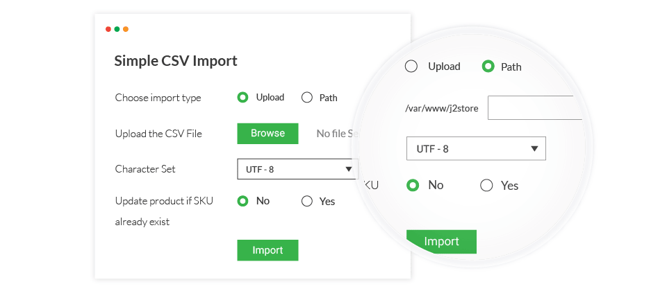 simple csv import and export preview